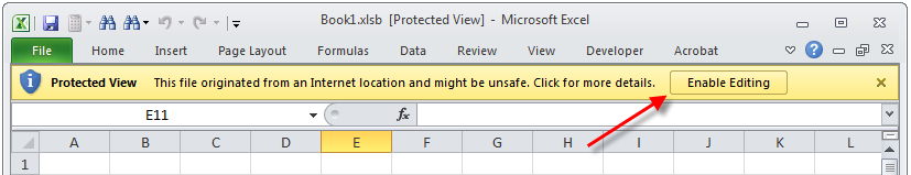 the file could not open in protected view excel